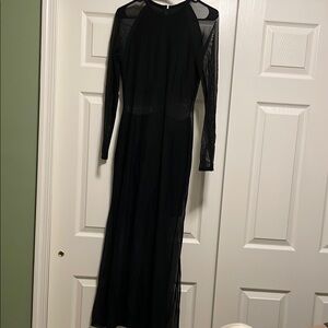 Black Sheath Dress with Raglan Long Sleeves and Mock Neck